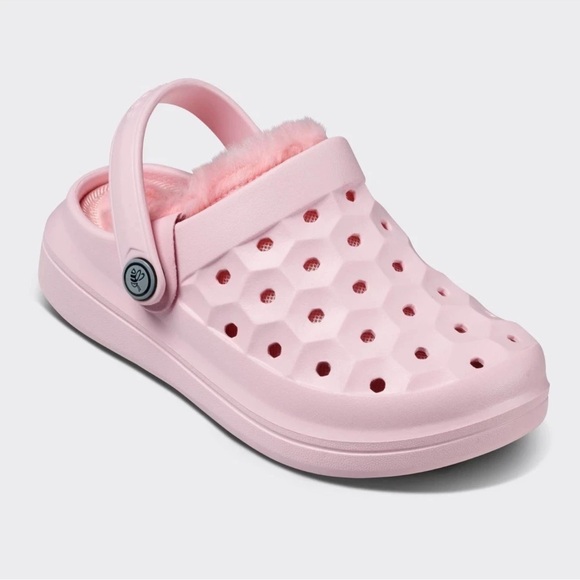Joybees Toddler Varsity Lined Removable Fur Clogs - Pink - Picture 1 of 1